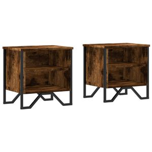 vidaXL Bedside Cabinet Smoked Oak 2 pcs 40x30x40 cm Engineered Wood