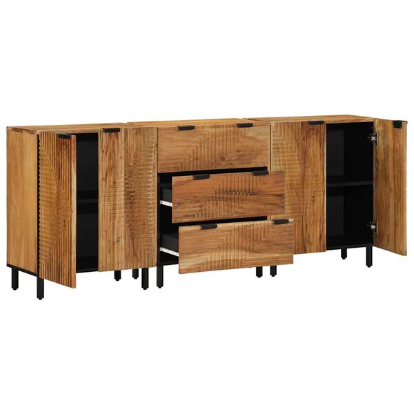 vidaXL Sideboard 3 pcs Brown 60 x 33 x 75 cm Solid Acacia wood