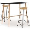 vidaXL Bar Set | Black | MDF, Teak, Iron | Compact | Durable | Bar Set