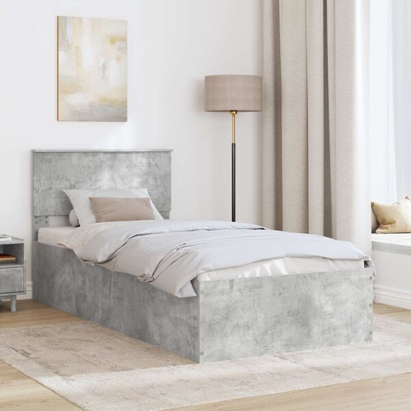 vidaXL Bed Frame Concrete Grey 75 x 190 cm Engineered Wood
