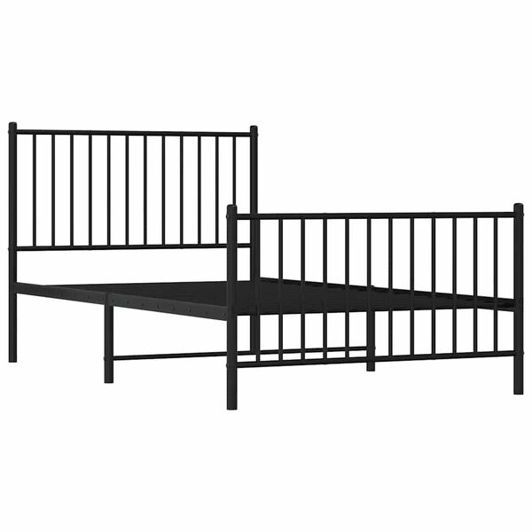 vidaXL Metal Bed Frame without Mattress with Footboard Black 100x190cm