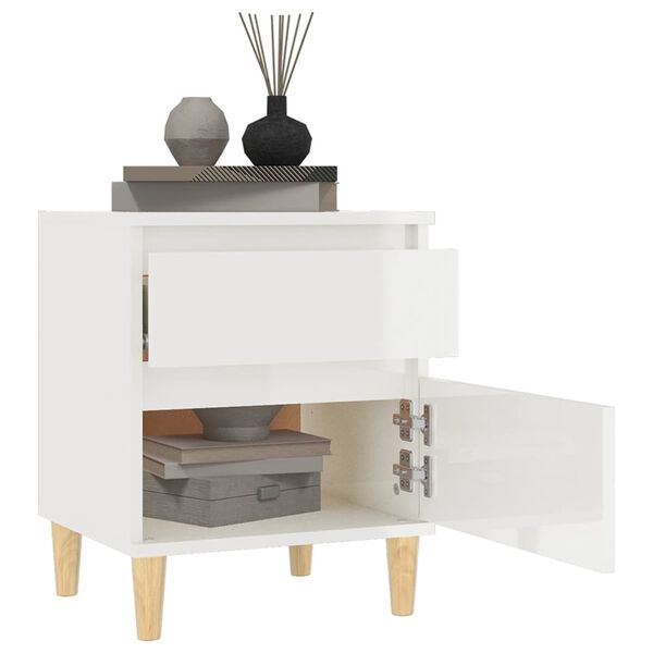 vidaXL Bedside Cabinets 2 pcs High Gloss White 40x35x50 cm
