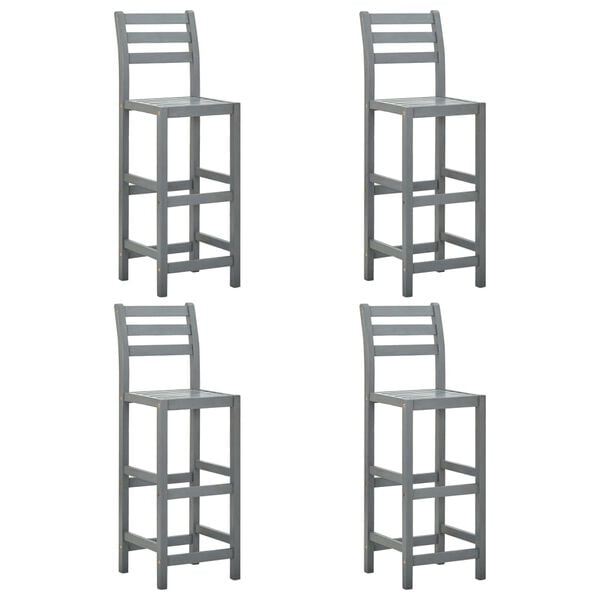 vidaXL Bar Stools 4 pcs Grey Solid Acacia Wood