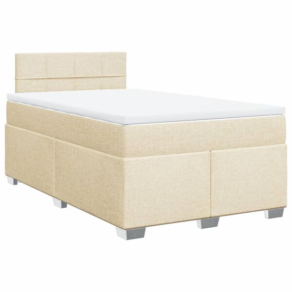 vidaXL Box Spring Bed with Mattress Cream 120x190 cm Fabric