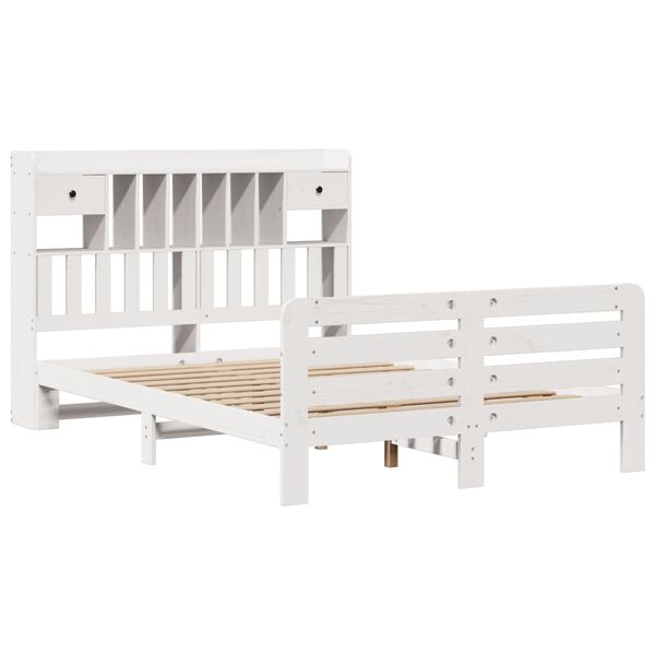 vidaXL Bookcase Bed without Mattress White 140x190 cm Solid Wood Pine