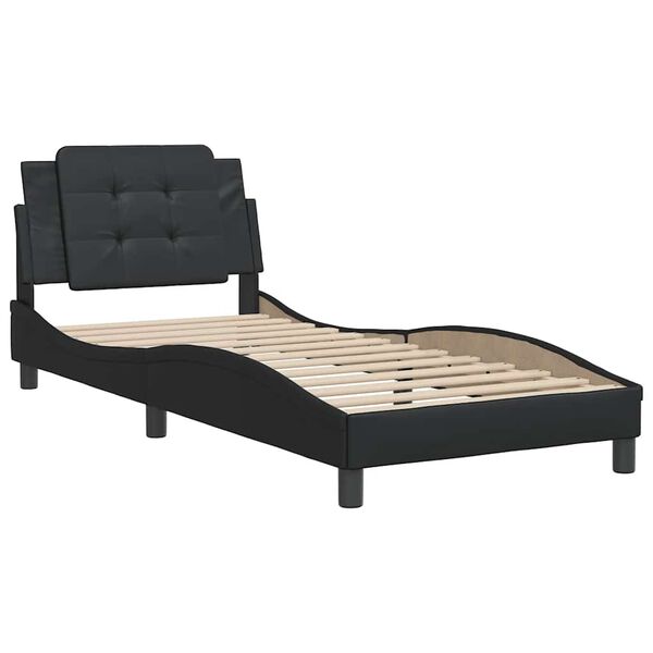 vidaXL Bed Frame without Mattress "Zadar" Black 90x200 cm Faux Leather