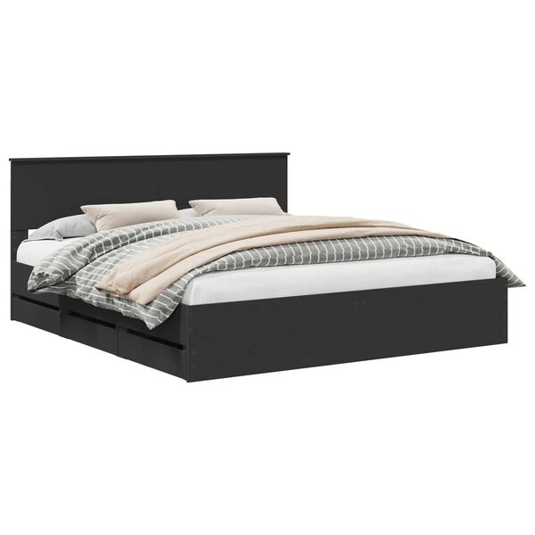 vidaXL Bed Frame with Drawer Black 180 x 200 cm Engineer Wood
