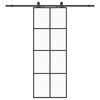 vidaXL Sliding Door with Hardware Set Black 76x205 cm ESG Glass