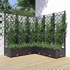 vidaXL Garden Planter with Trellis Black 120x120x121.5 cm PP
