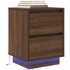 vidaXL Bedside Cabinet with LED Lights&nbsp;Brown Oak 38x34x50 cm