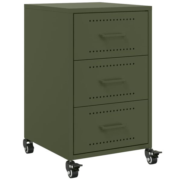 vidaXL Bedside Cabinet Olive Green 36x39x59 cm Steel