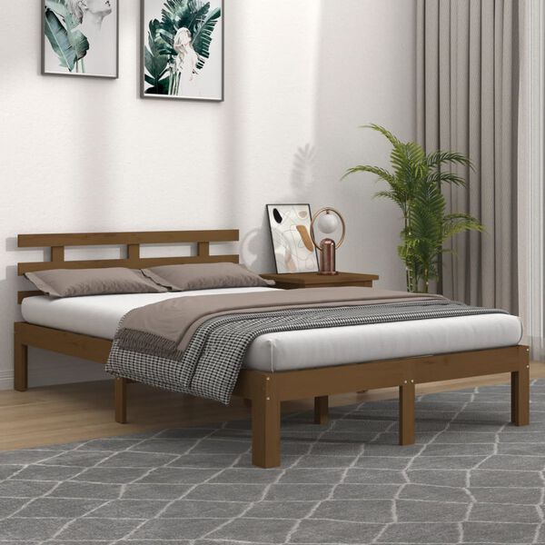 vidaXL Bed Frame without Mattress Honey Brown Solid Wood 200x200 cm