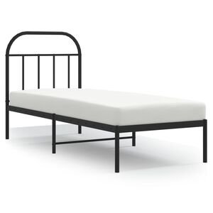 vidaXL Metal Bed Frame without Mattress with Headboard Black 75x190cm