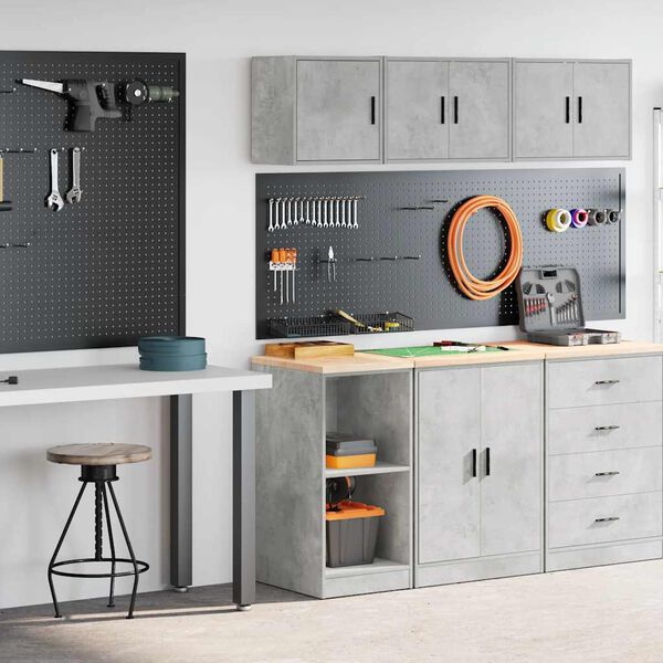 vidaXL Garage Cabinets 2 pcs Concrete Grey Engineered Wood