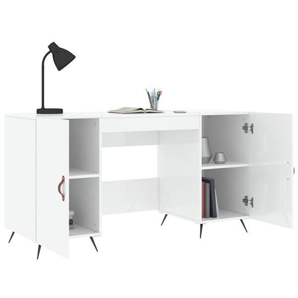 vidaXL Desk High Gloss White 140x50x75 cm Engineered Wood