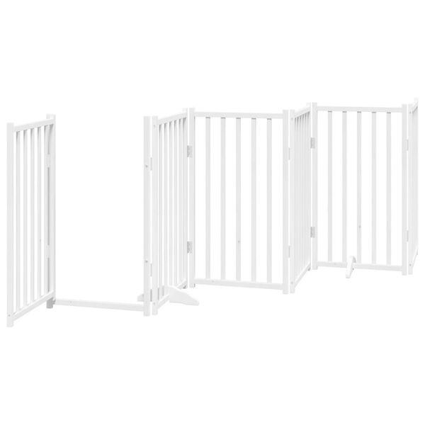 vidaXL Dog Gate with Door Foldable 6 Panels White 300 cm Solid Wood Fir