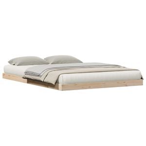 vidaXL Floor Bed Frame Natural 223.5 x 164 x 9 cm Solid Pine Wood