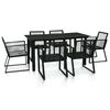 vidaXL 7 Piece Outdoor Dining Set PVC Rattan Black
