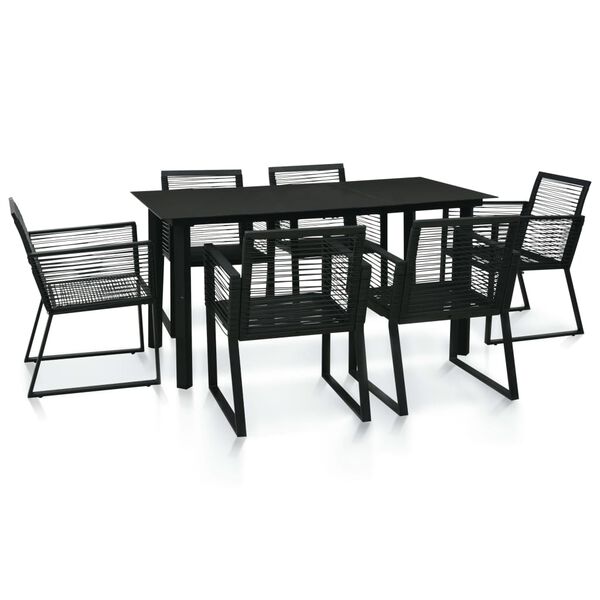 vidaXL 7 Piece Outdoor Dining Set PVC Rattan Black