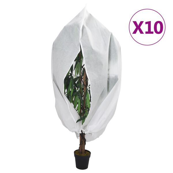 vidaXL Plant Fleece Covers with Zip 10 pcs 70 g/m&sup2; 1.2x1.8 m