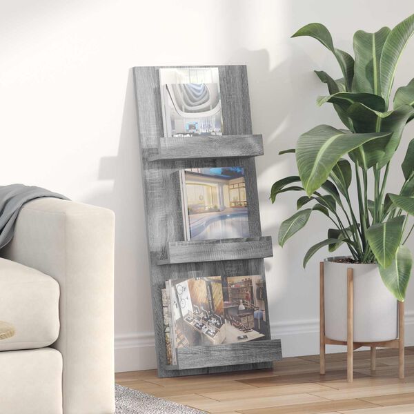 vidaXL Magazine Rack Grey Sonoma 43 x 11 x 102 cm Engineered Wood