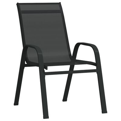 vidaXL Stackable Garden Chairs 6 pcs Black Textilene Fabric