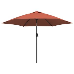 vidaXL Garden Parasol with LED Lights and Steel Pole 300 cm Terracotta