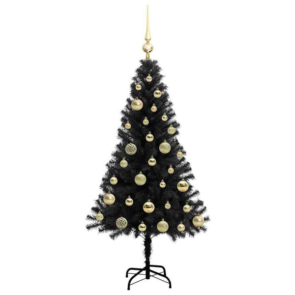 vidaXL Christmas Tree with 150 LEDs with Stand Black 120 cm PVC