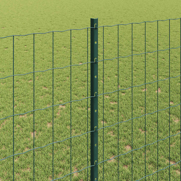 vidaXL Fence with Post Green 1.4 x 10 m Steel and PVC