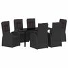 vidaXL Garden Dining Set 7 pcs Black Poly Rattan