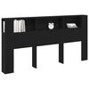 vidaXL Headboard Cabinet with Storage Black oak 200 x 18,5 x 104,5 cm