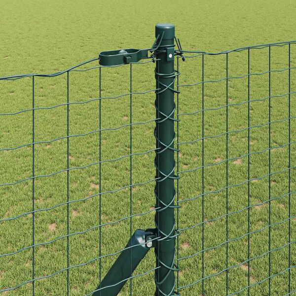 vidaXL Fence Posts Manual 7 pcs Green Ø32mm 200 cm Galvanised steel