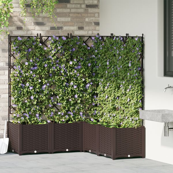 vidaXL Garden Planter 5 pcs Brown 120 x 120 x 143 cm Steel