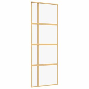 vidaXL Sliding Door Gold 76x205 cm Clear ESG Glass and Aluminium