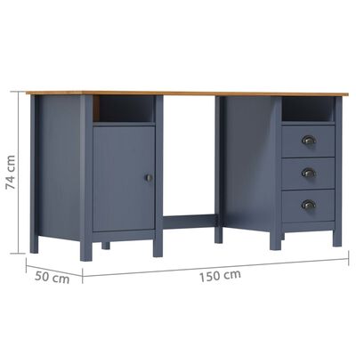 vidaXL Desk Hill Grey 150x50x74 cm Solid Pine Wood