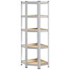 vidaXL 5-Layer Corner Shelf Silver Steel&Engineered Wood