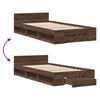 vidaXL Bed Frame with Drawer without Mattress Brown Oak 100x200 cm