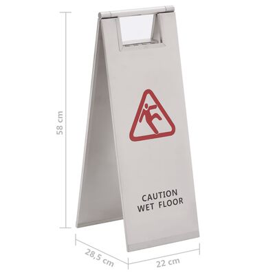 vidaXL Folding Wet Floor Sign Stainless Steel