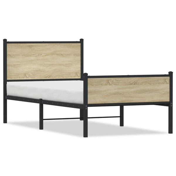 vidaXL Metal Bed Frame without Mattress Sonoma Oak 90x200 cm