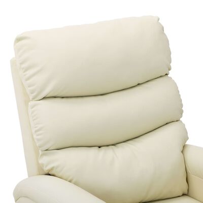 vidaXL Wing Back Massage Reclining Chair Cream Faux Leather