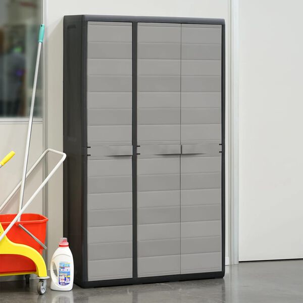 vidaXL Garden Storage Cabinet with 4 Shelves Black and Grey