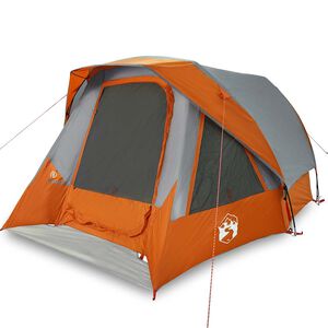 vidaXL Camping Tent Cabin 4-Person Grey and Orange Waterproof