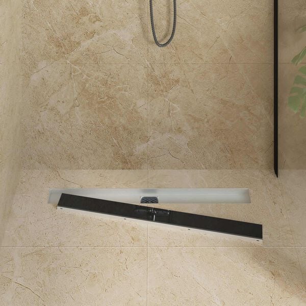 vidaXL Shower Drain Glass Cover with 360&deg; Siphon Black 80 cm