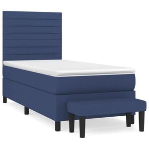 vidaXL Box Spring Bed with Mattress Blue 80x200 cm Fabric