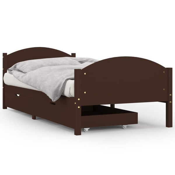 vidaXL Bed Frame without Mattress Dark Brown 100x200 cm Solid Wood