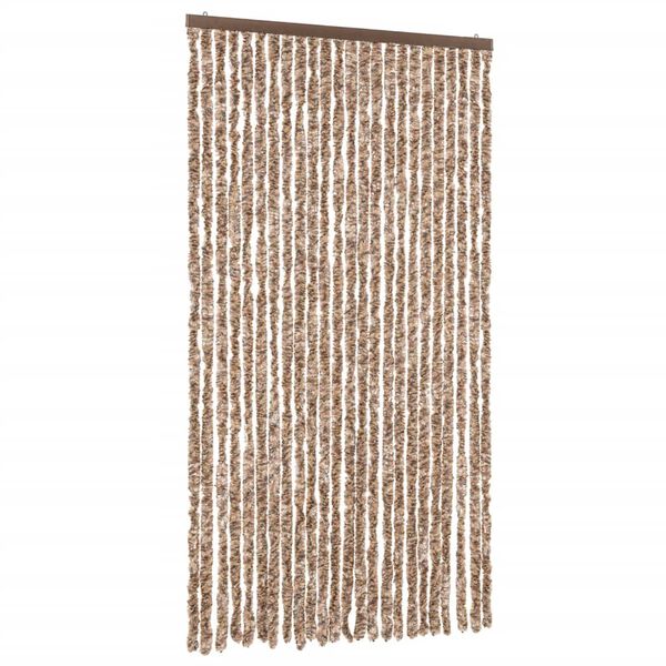 vidaXL Fly Curtain Beige and Dark Brown 100x220 cm Chenille