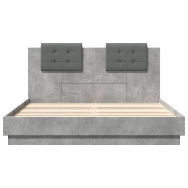 vidaXL Bed Frame without Mattress Concrete Grey 150x200 cm King Size