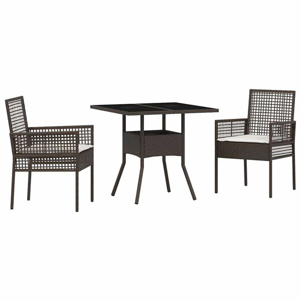 vidaXL Garden Dining Set 3 pcs Brown Poly rattan