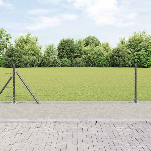 vidaXL Fence with Posts Grey 0.5 x 50 m PVC-coated steel