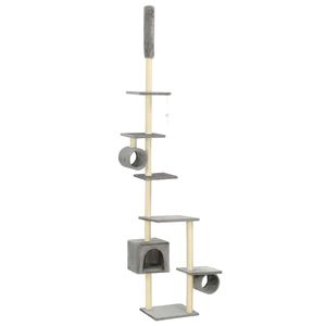 vidaXL Cat Tree | Grey | Engineered wood, carton, plush fabric, sisal rope